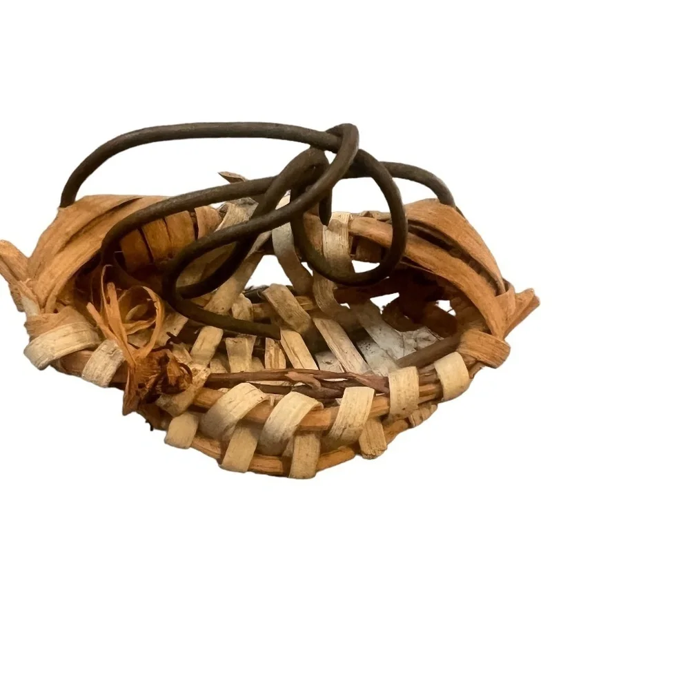 Set of 2 Early Antique Primitive Miniature Split‎ Oak Buttocks Basket 2"